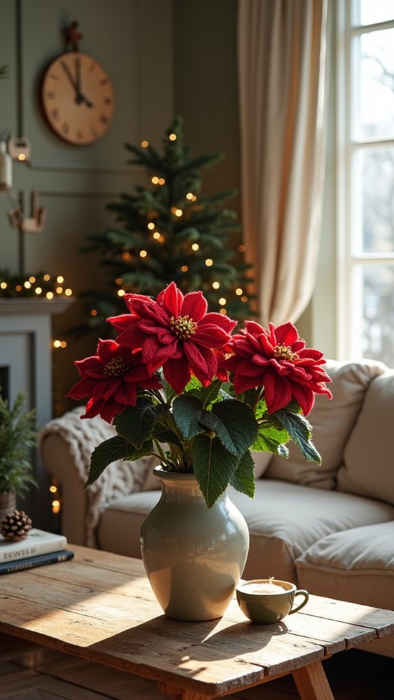 festive crochet poinsettia decorations