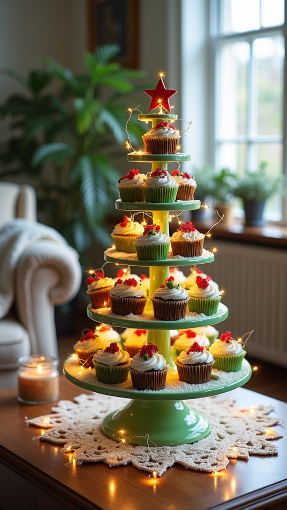 festive cupcake display centerpiece