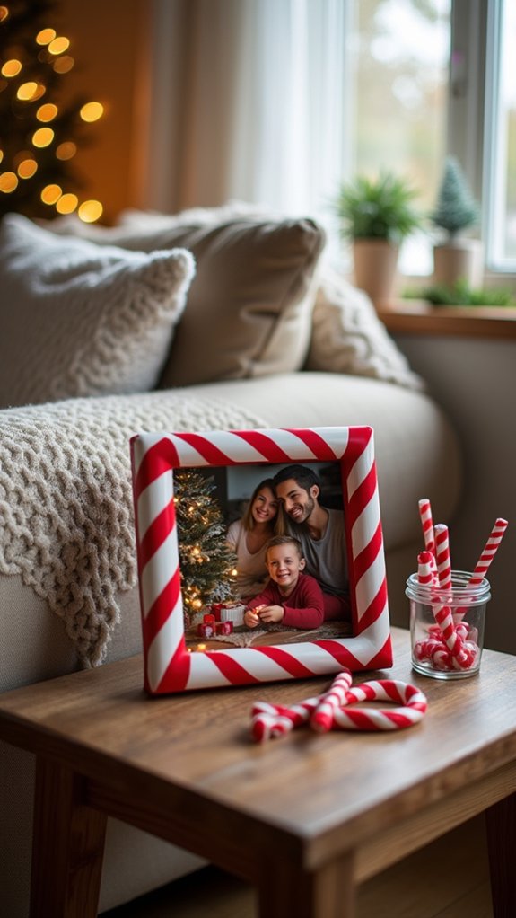 festive diy candy cane frames