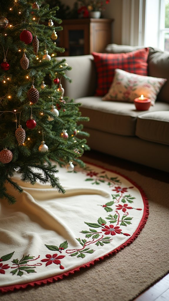 festive embroidered tree skirt
