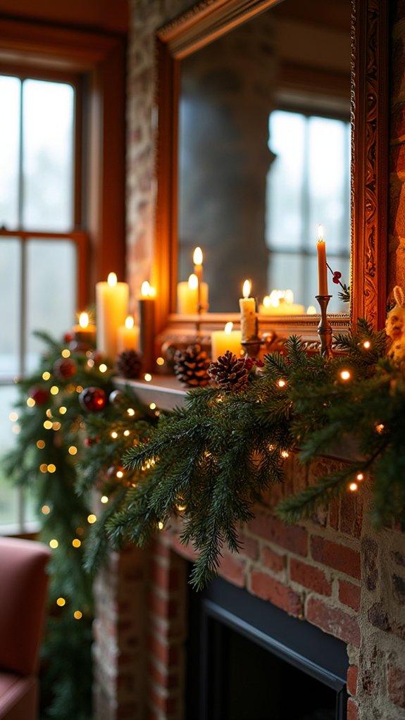 festive garland mirror decor