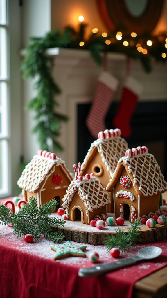 festive gingerbread house display