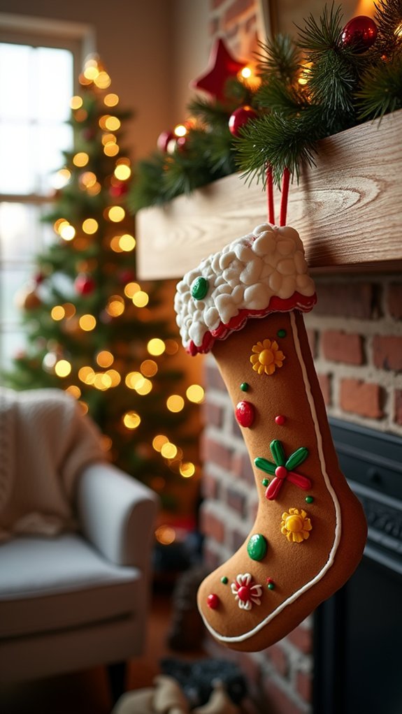 festive gingerbread stocking decor