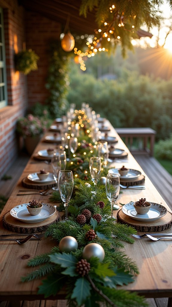 festive greenery table centerpiece