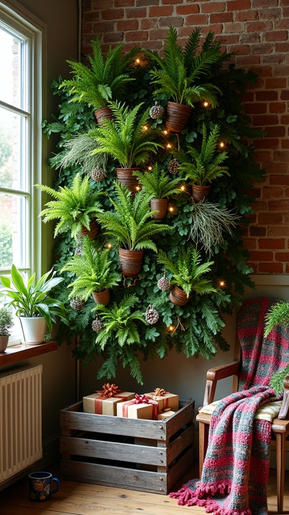festive greenery wall decoration