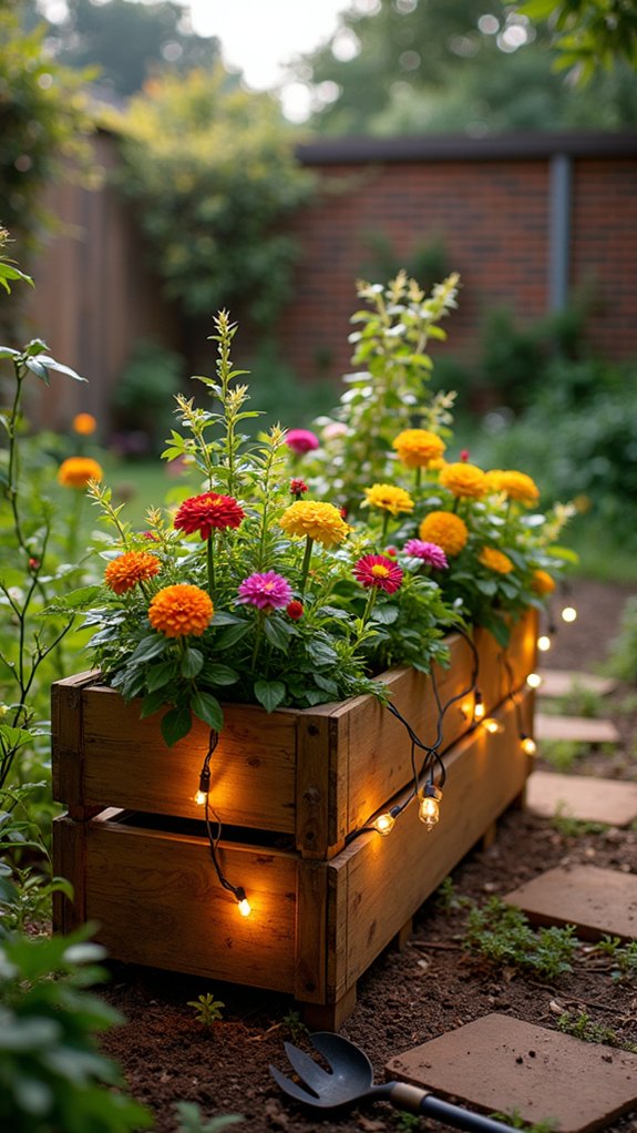festive illuminated planter display