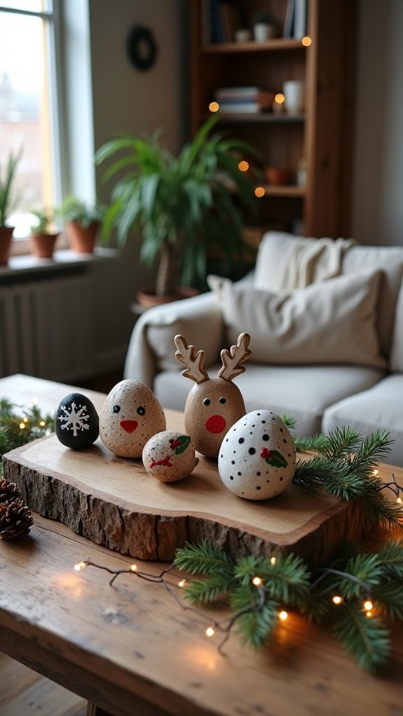 festive painted rock ornaments
