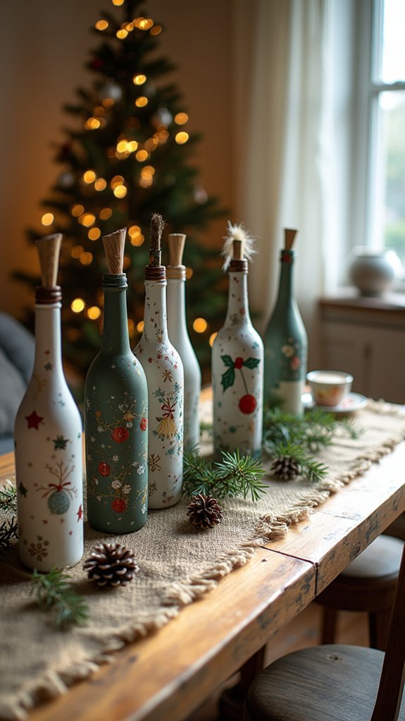 festive painted wine bottles