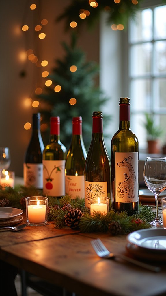 festive personalized wine labels