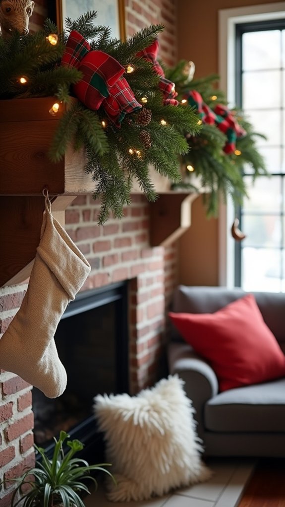 festive plaid and greenery