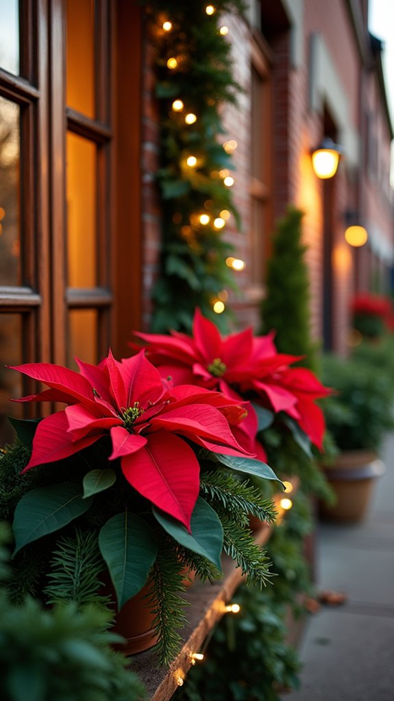 festive poinsettia light displays