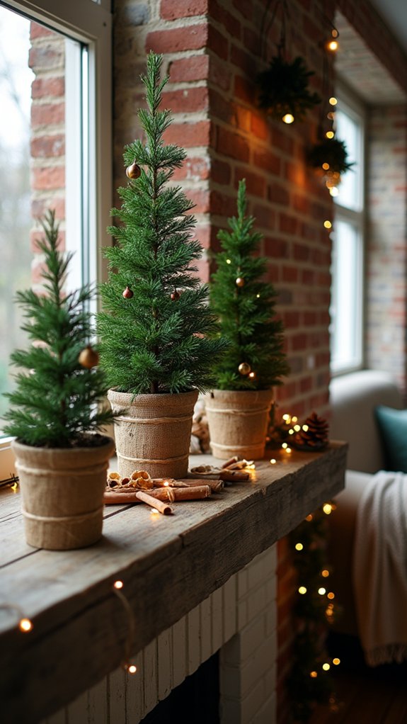 festive potted christmas trees