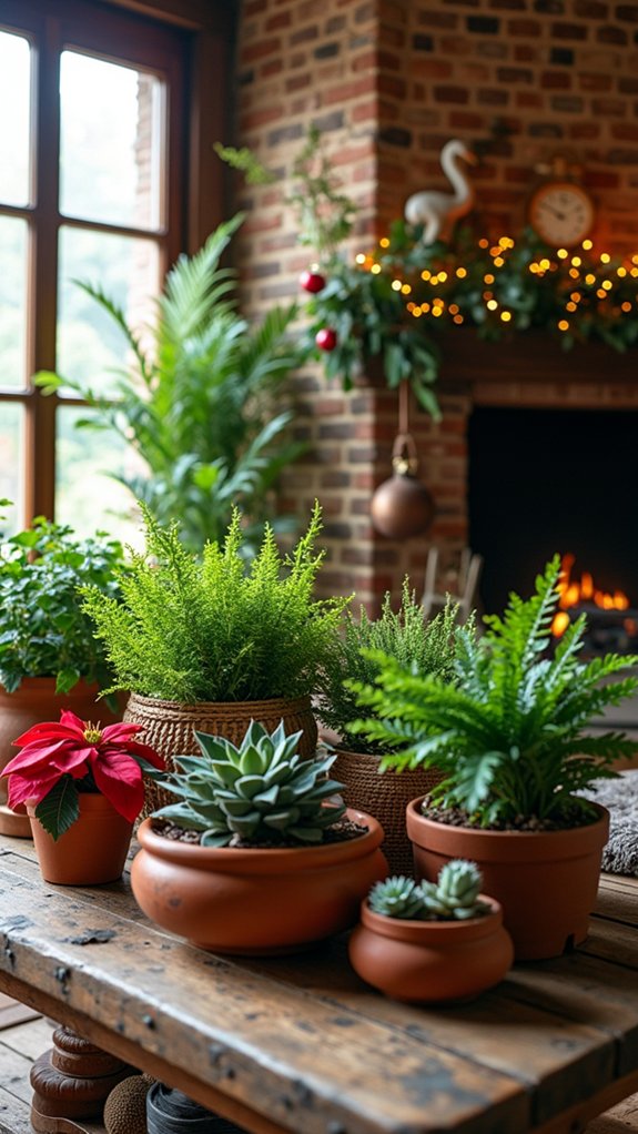 festive potted plant decorations