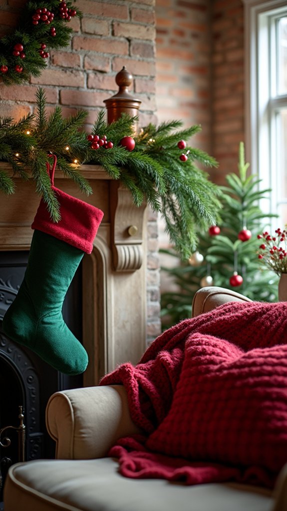 festive red and green accents