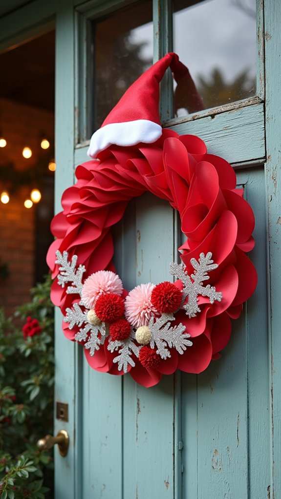 festive santa hat wreath