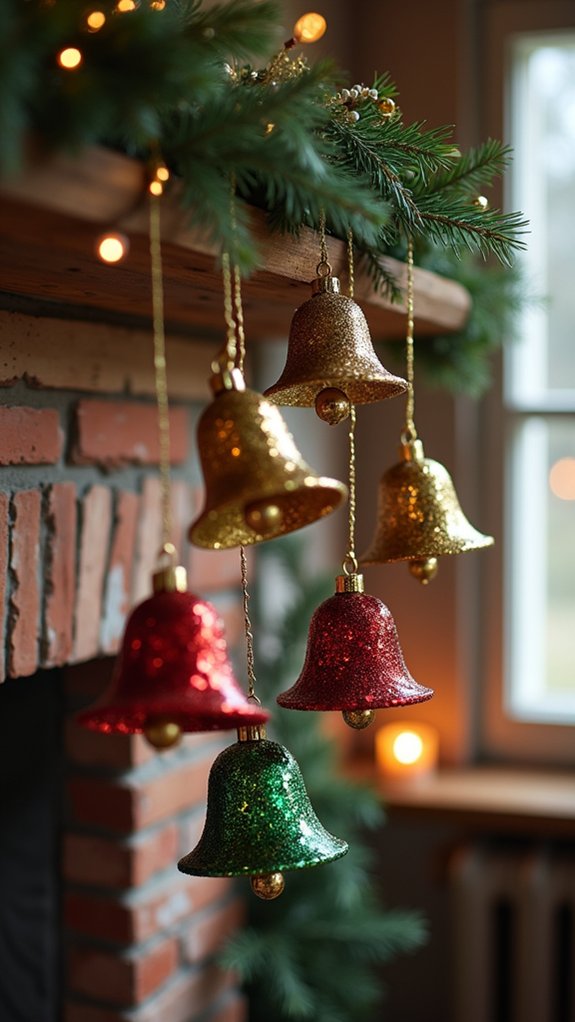 festive sequin bell ornaments
