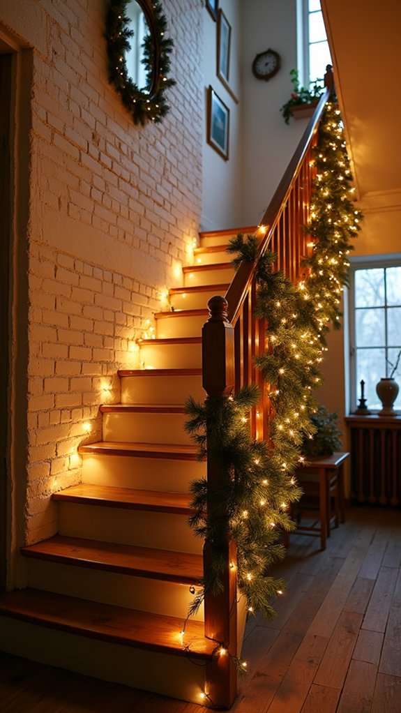 festive stair railing decor