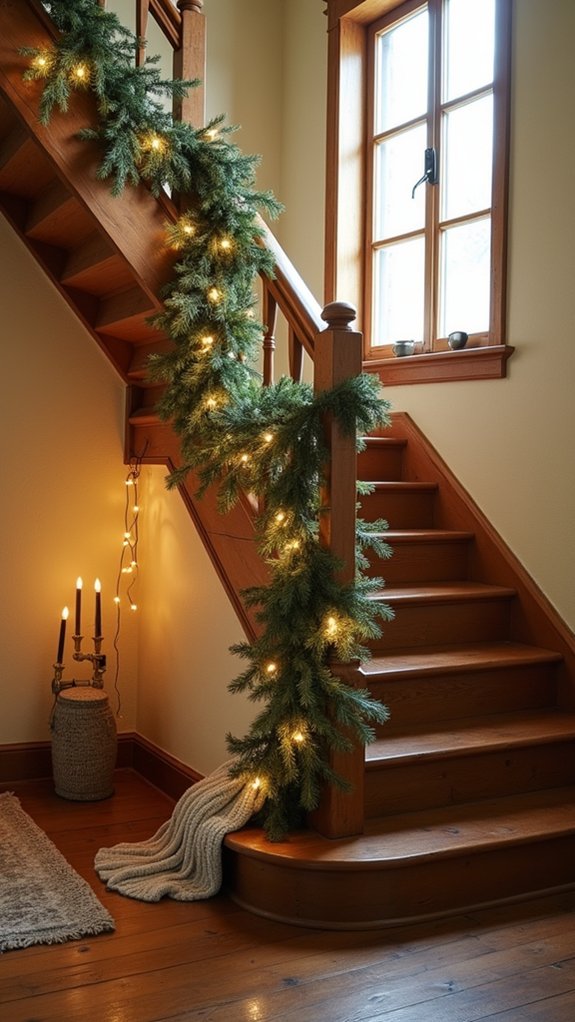 festive staircase holiday decorations