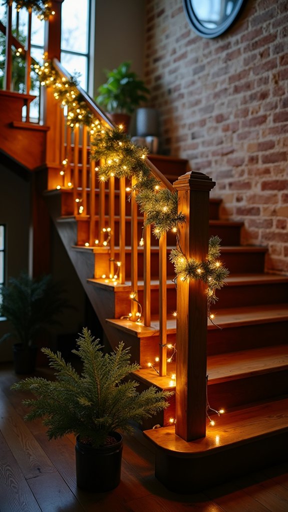 festive staircase railing decoration