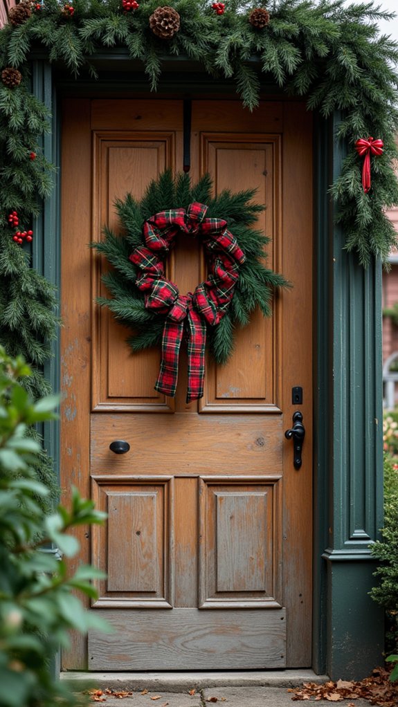 festive tartan ribbon wreath