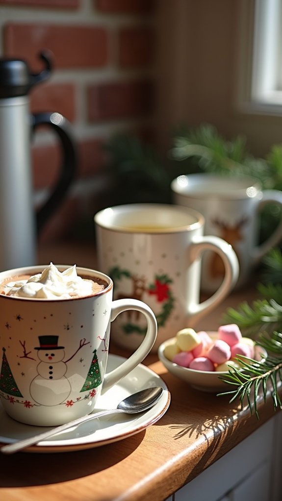 festive themed cozy mugs