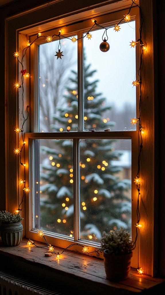 festive window tree silhouettes
