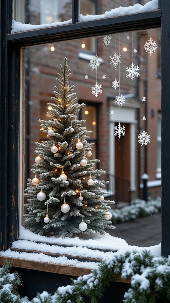 festive winter window decoration