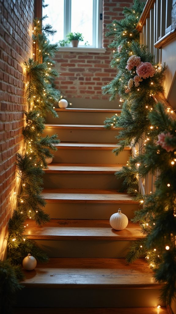 floral light staircase decorations