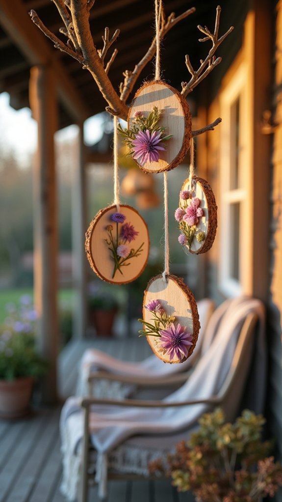 flower embellished rustic ornaments