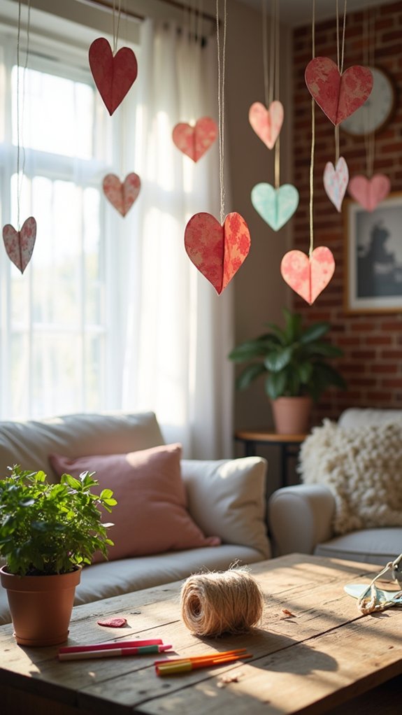 folded paper heart decorations