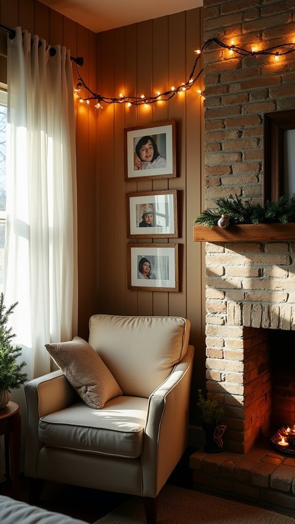 framed photos with lights