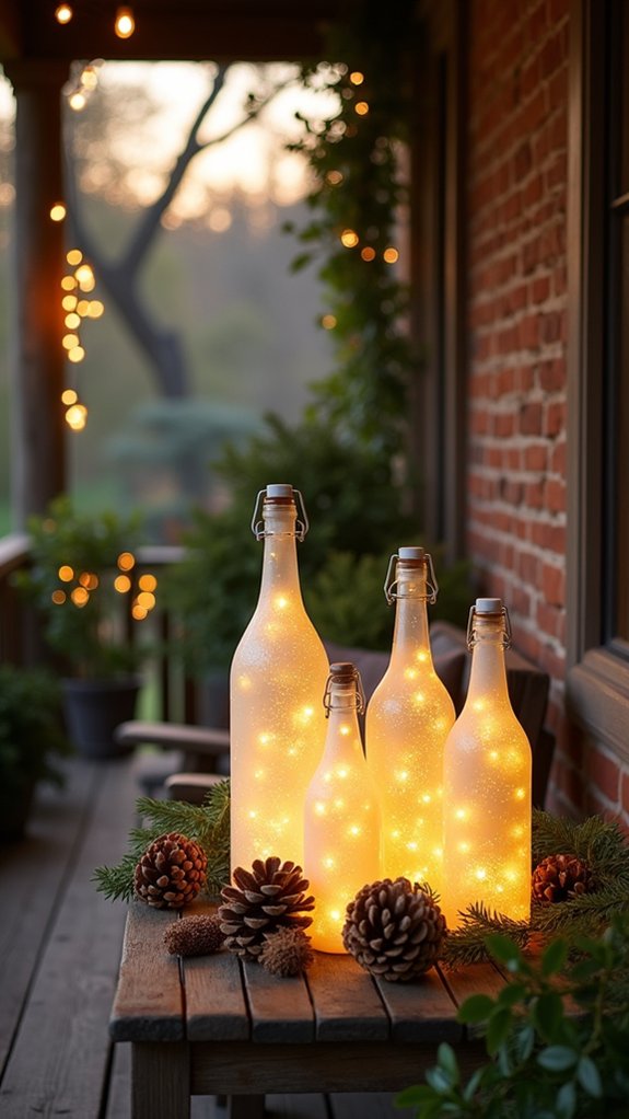 frosted bottles with lights