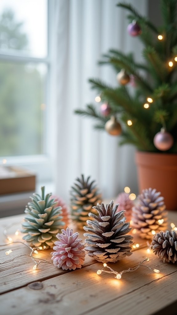 frosted pastel pinecone accents