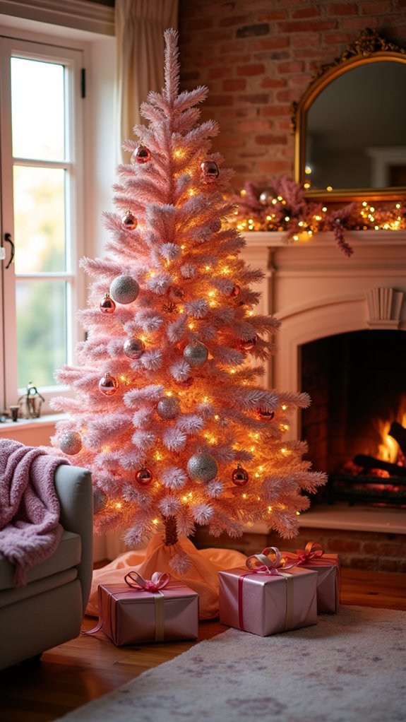 fuzzy pink christmas decor