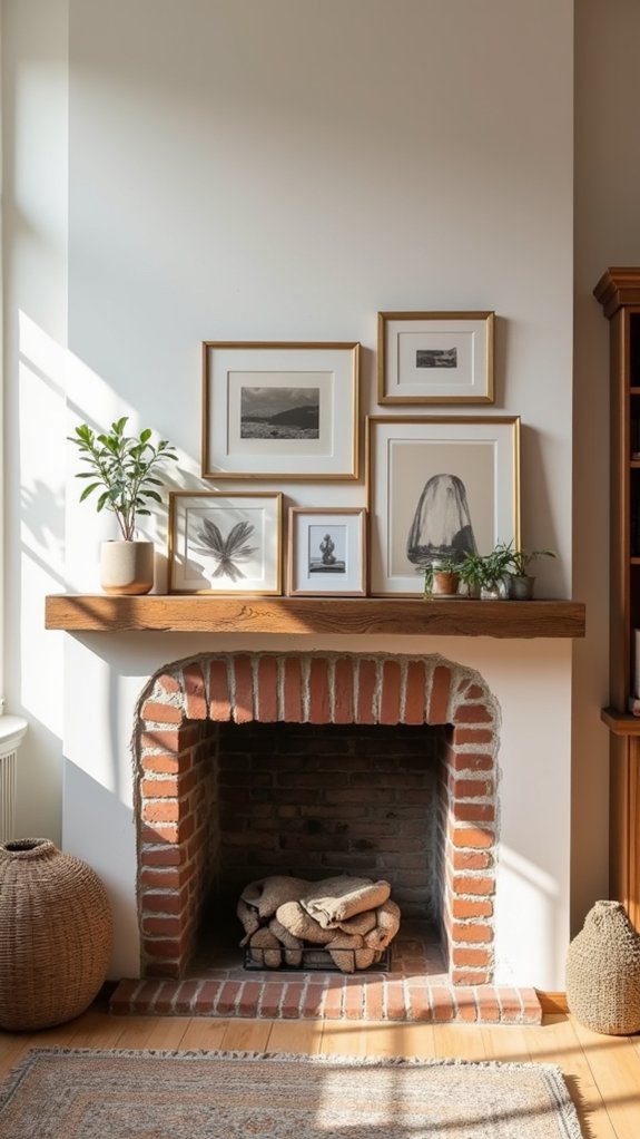 gallery wall above mantle