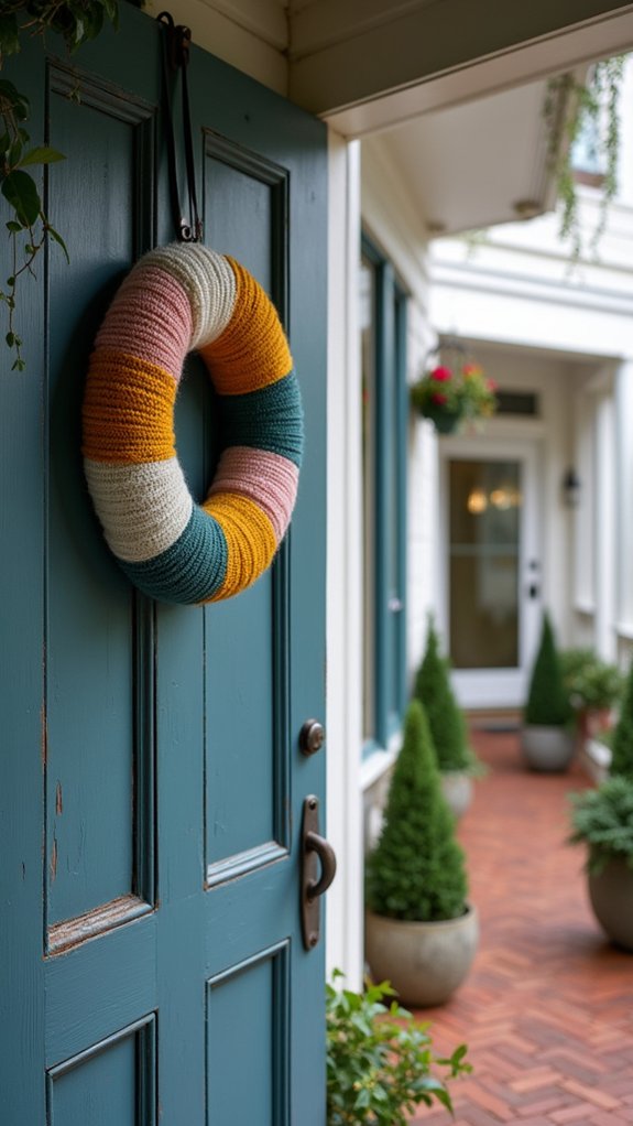 geometric yarn wreath decoration