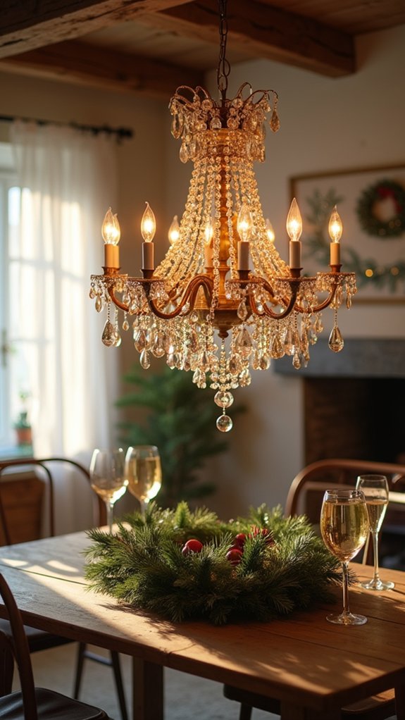 glamorous champagne chandelier decor