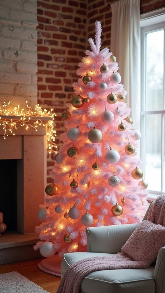 glamorous pink and gold ornaments