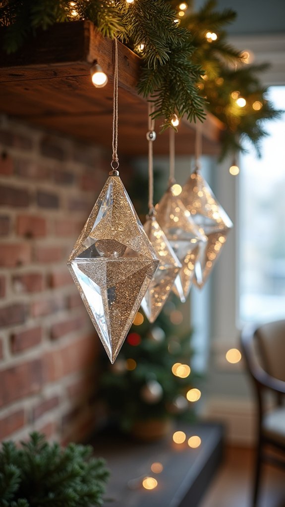 glitter filled plastic ornaments