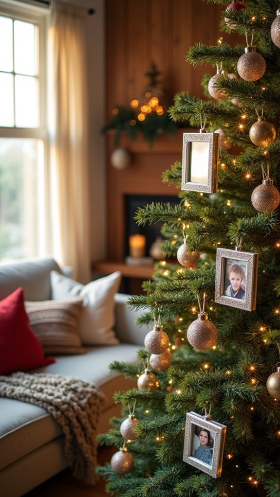 glittered photo frame ornaments