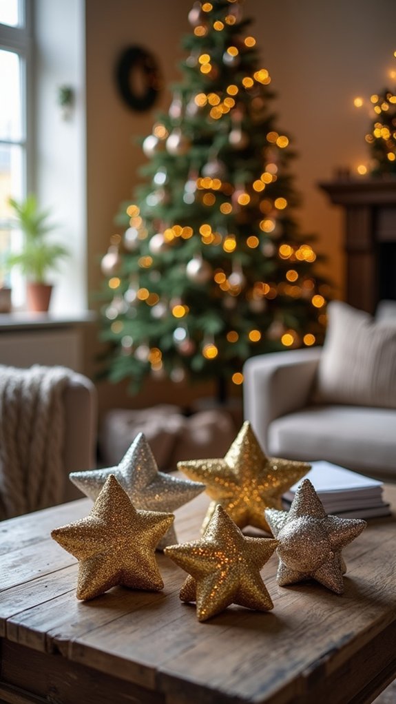 glittered stars for holidays