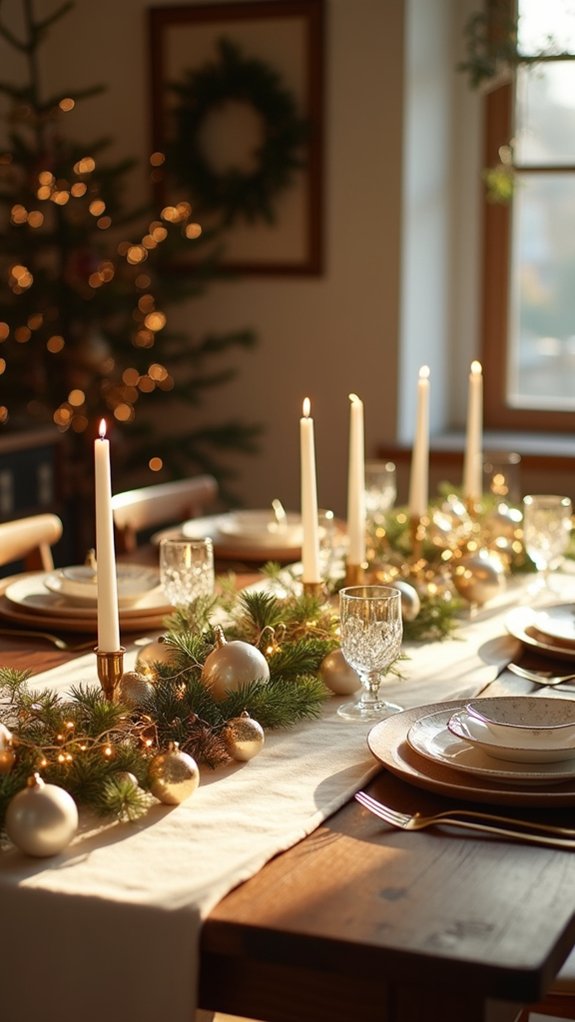 glittering gold and white