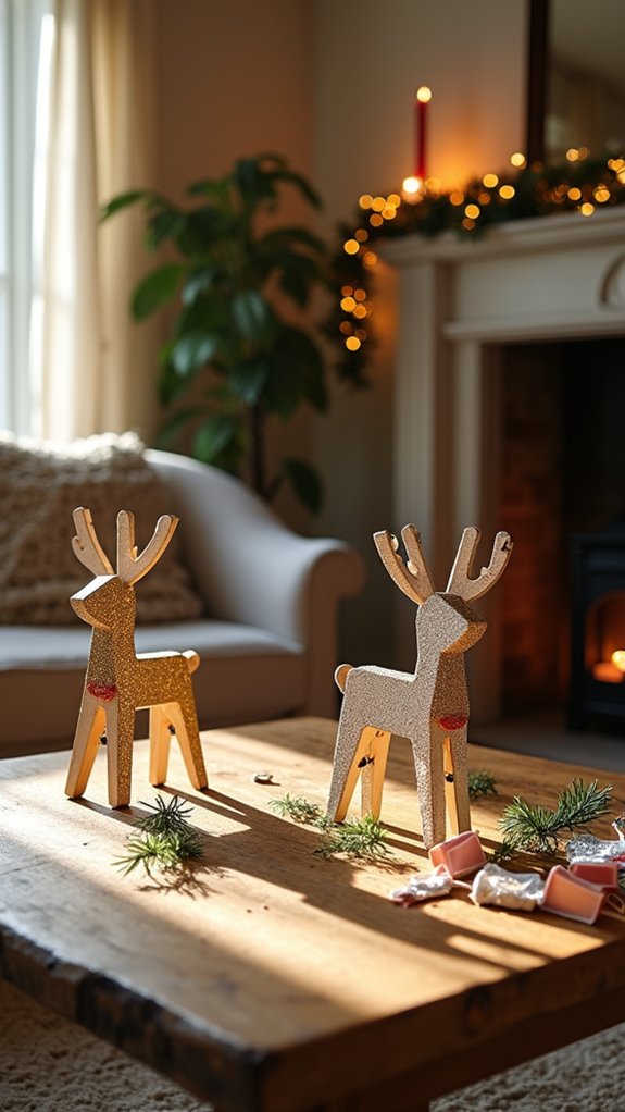 glittery clothespin reindeer craft