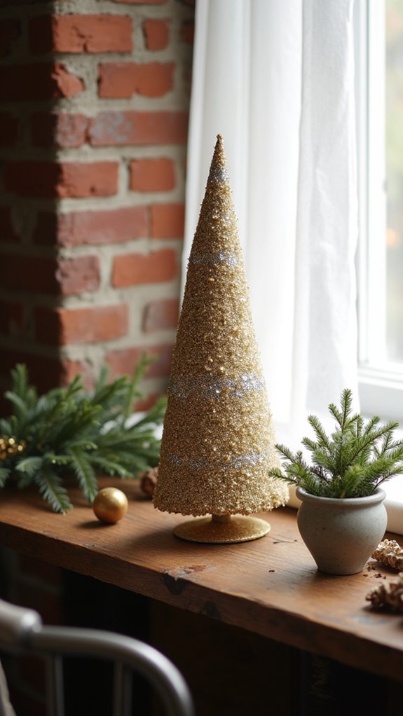 glittery cone trees charm