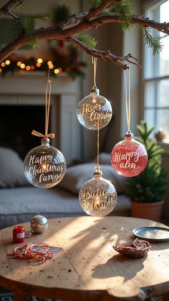 glittery message filled ornaments