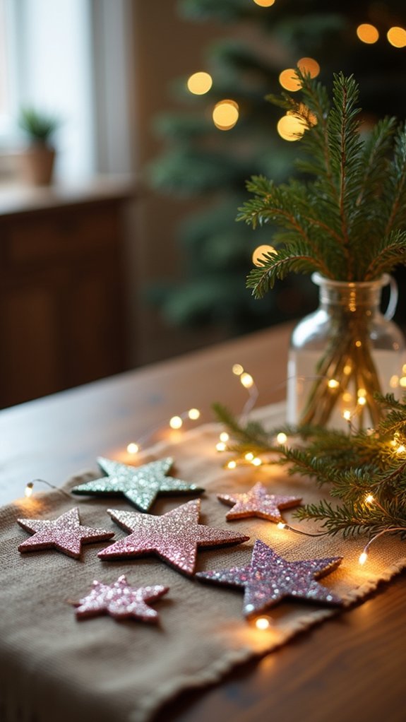 glittery sequin star decorations