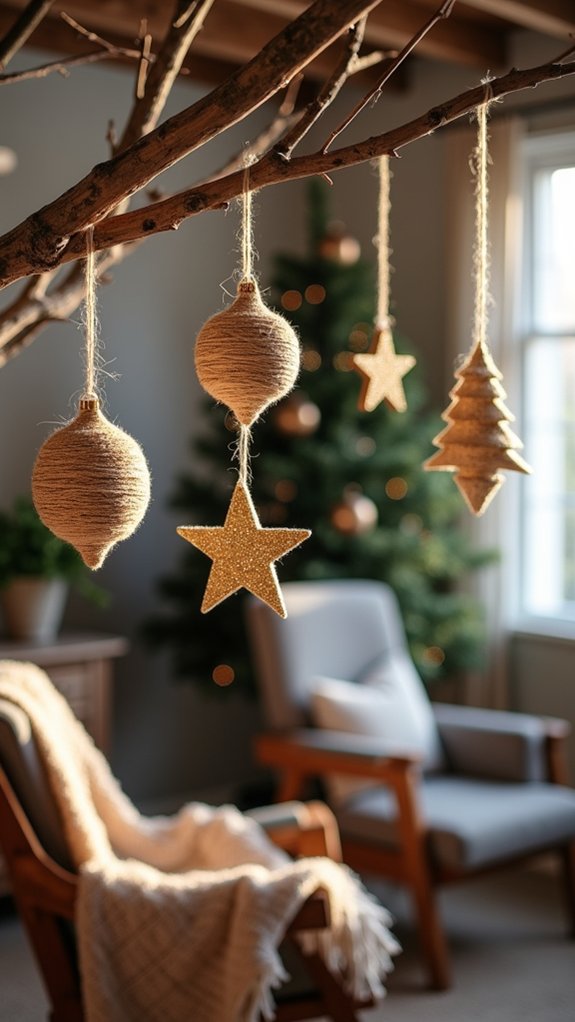 glittery twine ornament creation