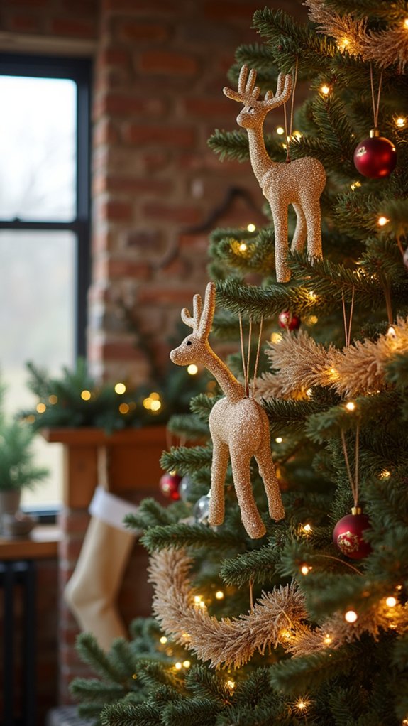 glittery wooden reindeer ornaments