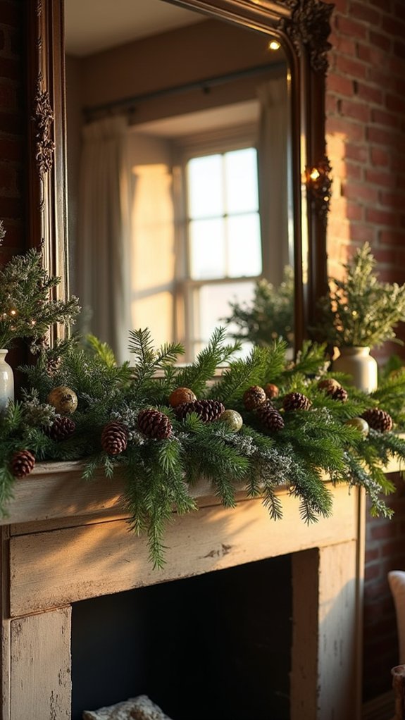 greenery and mirror decor