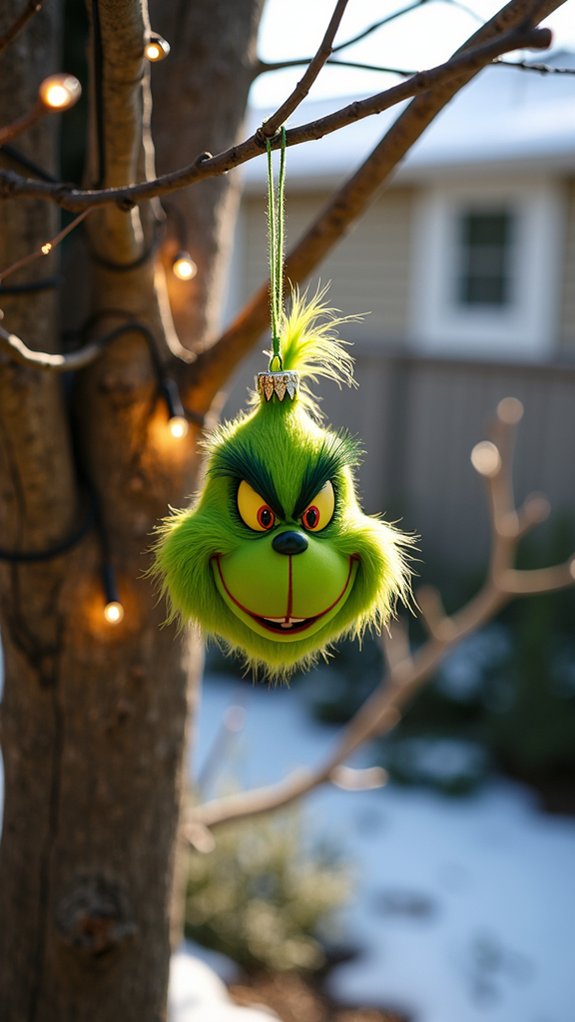 grinch face holiday ornament